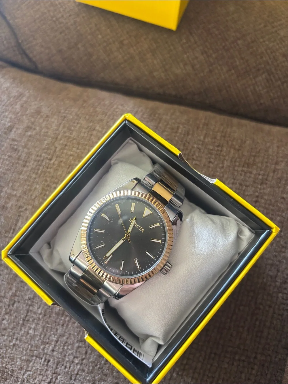 Invicta Two-Tone Black Dial Men's Watch with Gold Accents